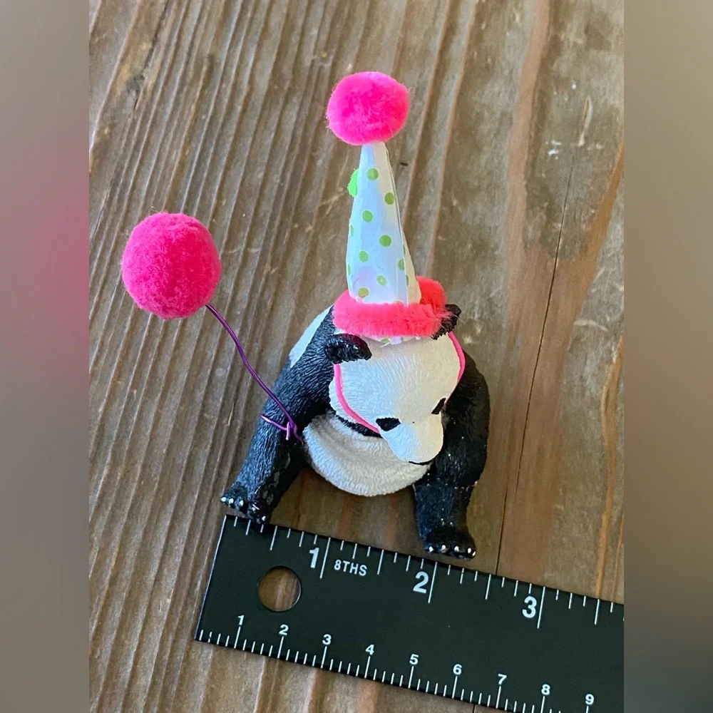 Panda Party Cake Topper Whimsical Boho Cute Party Hat and Balloon